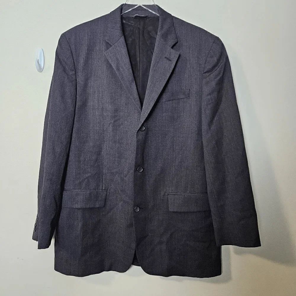Banana Republic Wool Sport Coat Blazer Three Button Mens Gray Size 44L